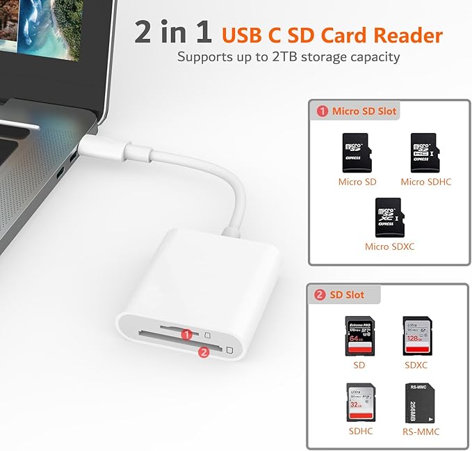 SD Card Reader USB C for iPhone 17/16/15 Series, AIDOUBARA Memory Card Reader