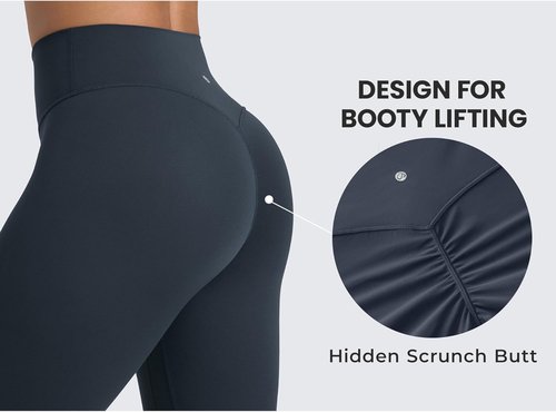 CRZ YOGA Workout Leggings - No Front Seam High Waisted Butterlift Design | 25" Length for Ultimate Comfort