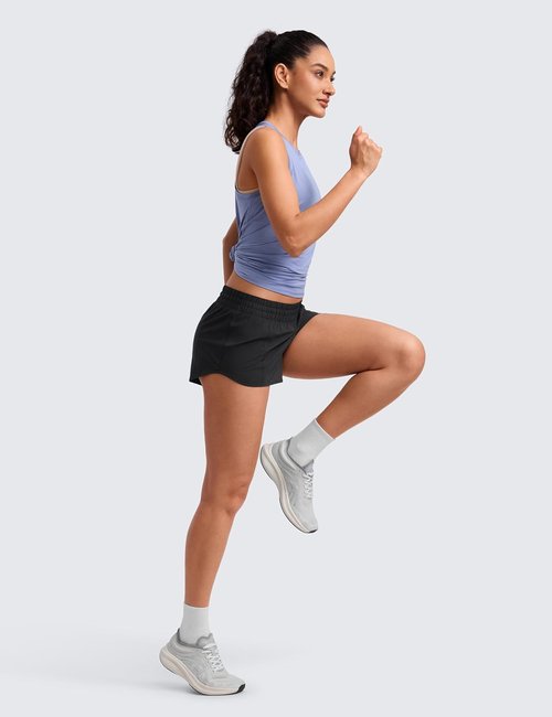 CRZ YOGA Low Waisted Running Shorts - Quick Dry Mesh Liner & Zipper Pocket for Women | 2.5" Athletic Fit