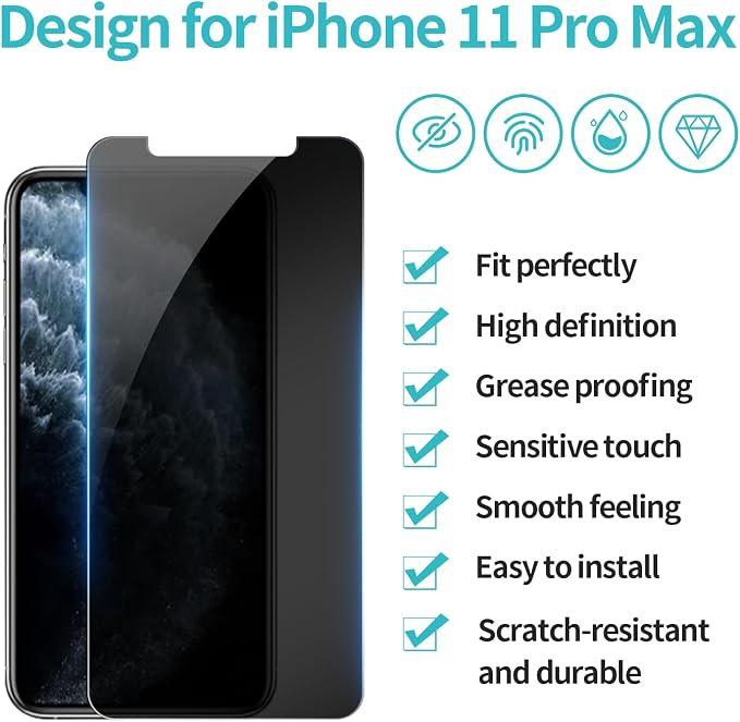 PEHAEL 2 Pack for iPhone 11 Pro Max/iPhone Xs Max Privacy Screen Protector