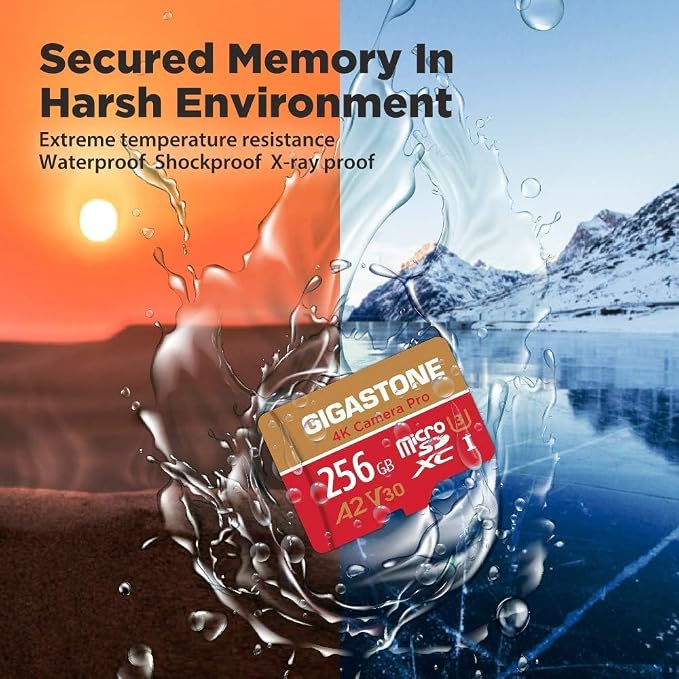 Gigastone 256GB Micro SD Card, 4K Camera Pro, A2 V30 UHS-I U3,