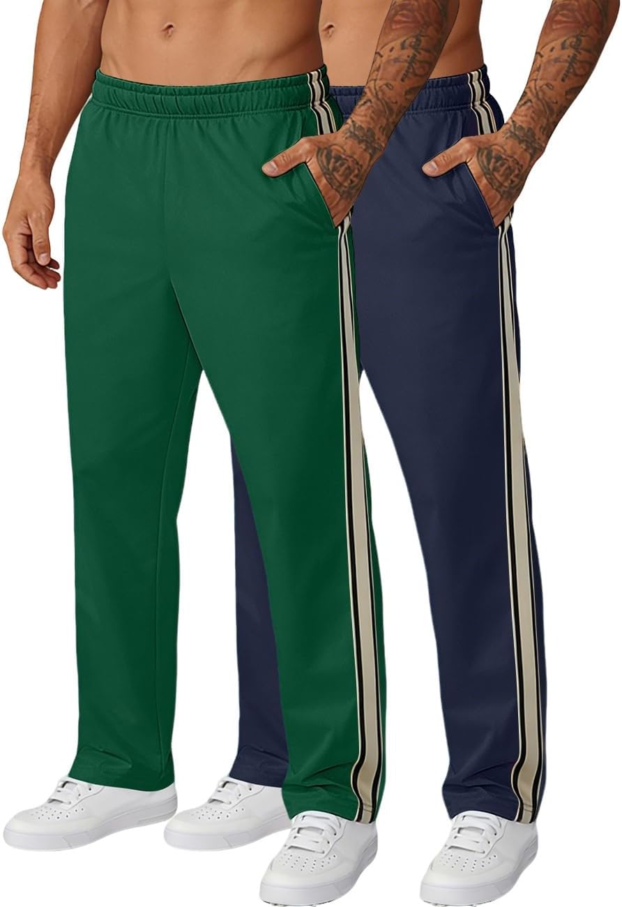 Skiennix Men's Baggy Sweatpants - Lightweight Casual Joggers with Side Stripes & Drawstring