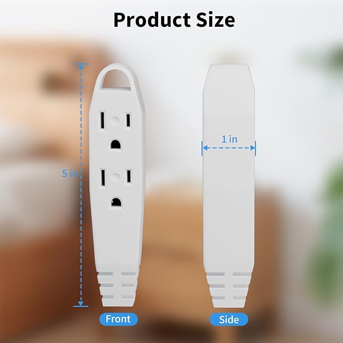 K KASONIC - 6 Feet 3 Outlet Extension Cord 2 Pack - Triple Wire Grounded Multi Outlet, UL Listed 16/3 SPT-3, 13 Amp - 125V - 1625 Watts (White)