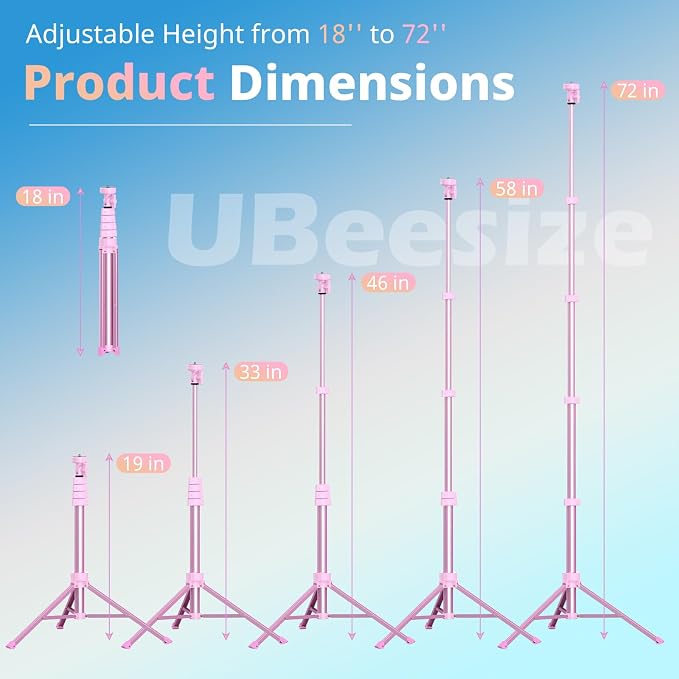 UBeesize 72" Phone Tripod & Selfie Stick, Camera Tripods Stand