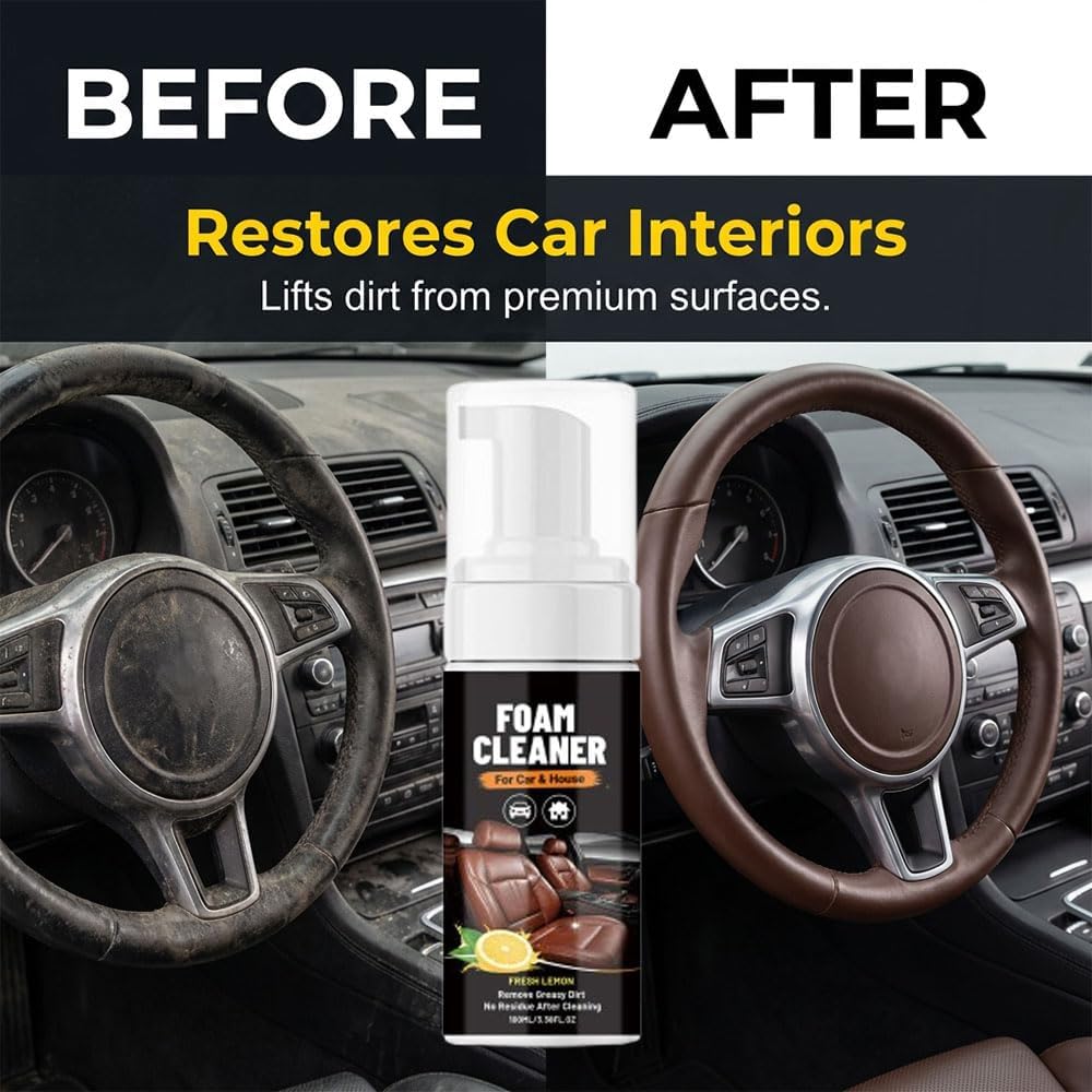 4-in-1 Multi-Enzyme Foam Cleaner, 2026 New Multipurpose Foam Cleaner Leather Car Seat for Car Interior, All-Purpose Deep Cleaning Foaming Spray Cleaners for Sofa Bathroom Kitchen and Surfaces (1)