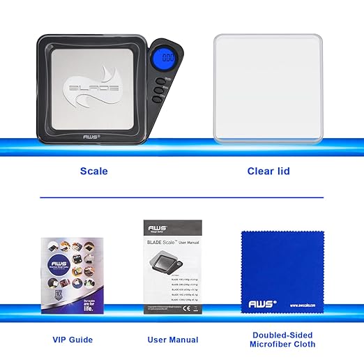 American Weigh Scales Blade Series 200g x 0.01g Digital Pocket Scale 0.01g Accuracy | Precision Mini Scale, Small Digital Gram Scale for Kitchen, Gold, Gems & Coin Scale, Smart Digital & Compact Scale