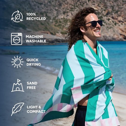 Dock & Bay Beach Towel - Quick Dry & Sand Free - Compact & Lightweight - 100% Recycled - Pastel Pier - Large (160x90cm)