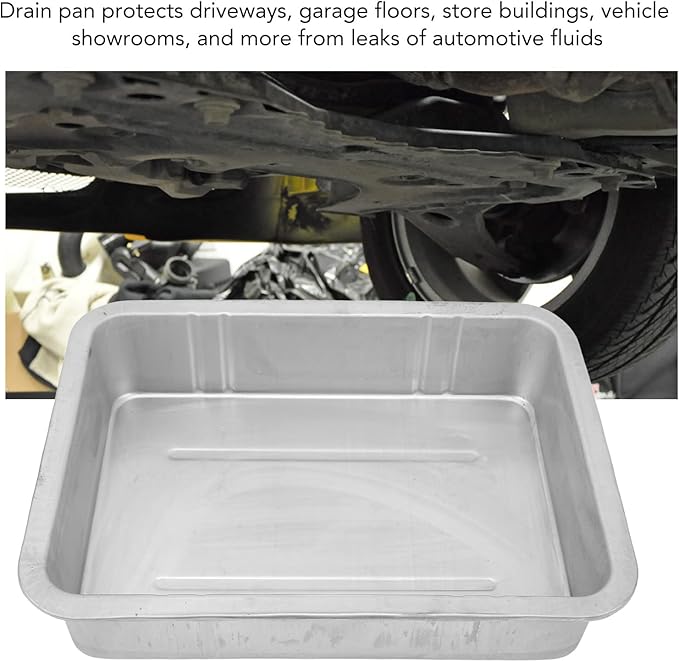 Acouto Galvanized Drip Pan Oil Drain Pan Leak Portable Universal Metal Construction Automotive Oil Change Container(#2)