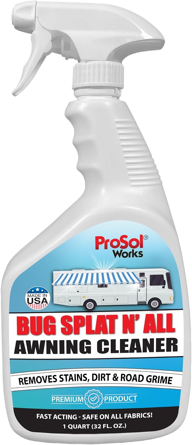 Bug Splat N' All Awning Cleaner 32 fl oz - Boat, Patio, Trailer & RV Awning Cleaner for Bug Splatter, Dirt, Grime & Stain Remover - Awning Fabric Cleaner & Rust Remover - Safe on All Surfaces