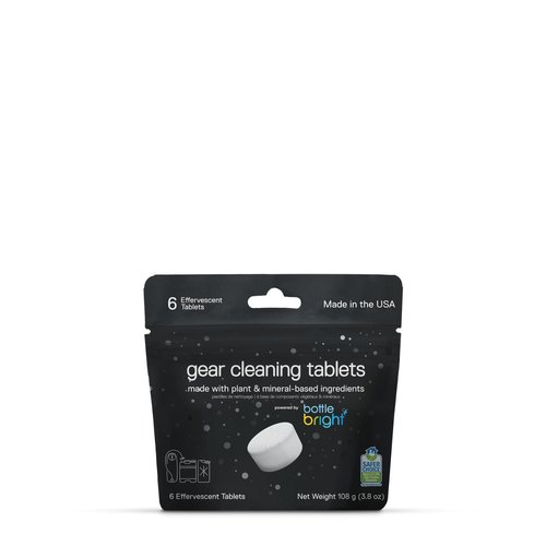 Gear Cleaning Tablets by Bottle Bright - EPA Safer Choice Certified - Hydration Reservoir, Large Container & Water Storage System Cleaner - 6 Tab Pack