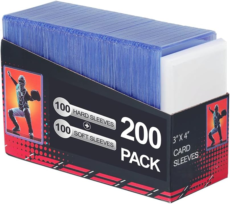 Skiennix 200 Clear Card Sleeves - Premium Hard Plastic Protectors for Trading Cards | 3" x 4" Size
