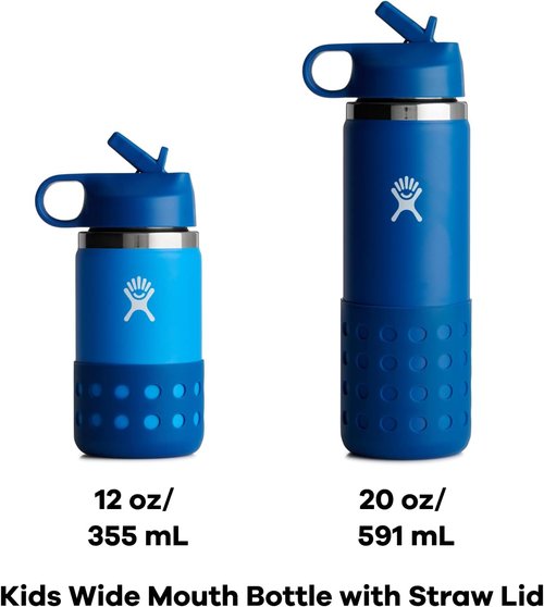 Hydro Flask 20 Oz Kids Wide Mouth Water Bottle - Straw Cap & Boot in Peony Color