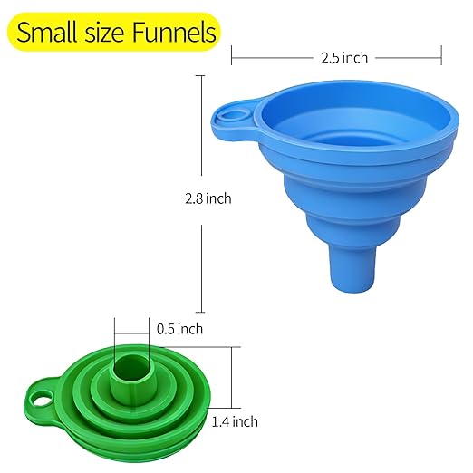 4-Pack Kitchen Funnel Set, Small and Large, Upgraded Kitchen Gadgets Accessories Foldable Silicone Collapsible Funnels for Filling Water Bottle Liquid Transfer Food Grade