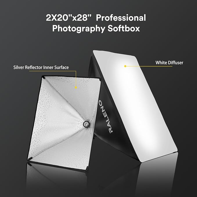 RALENO Softbox Lighting Kit, 20X28-Inch Softbox Photography Lighting