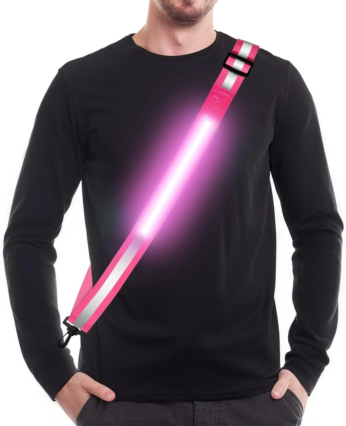 Rechargeable LED Reflective Belt by [Brand Name] - High Visibility Safety Gear with 11 Light Modes | Adjustable for Night Dog Walking, Running & Biking
