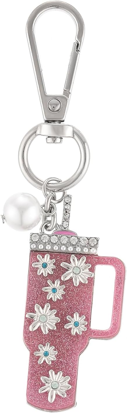 Madison Tyler Western Cowboy Boots Cherry Bow Bubble Tea Strawberry Cute Keychain | Bag Charms for Handbags Purse Charms