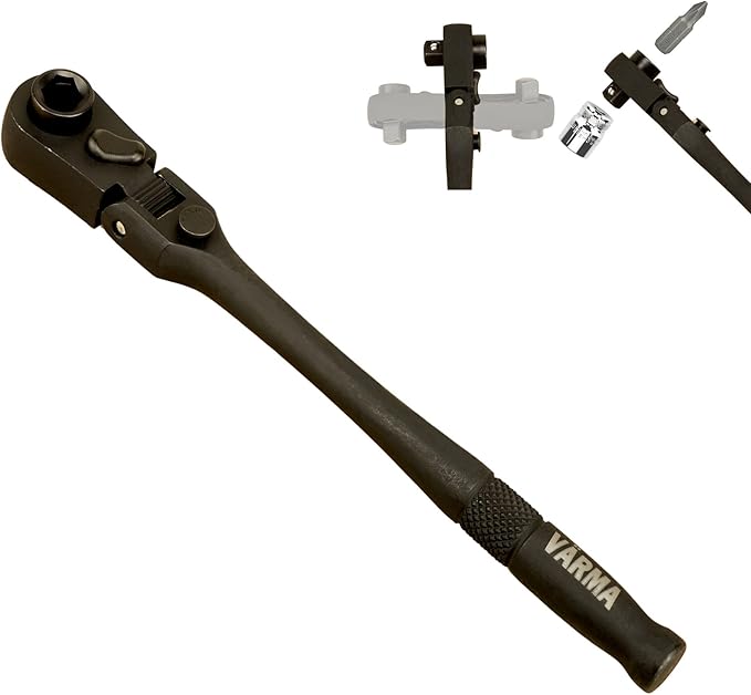 1/4" Drive Dual Flex Head Ratchet & Bit Driver – 6-inch long, 72-Tooth, 5° Swing Arc, High Torque, Chrome Vanadium Steel