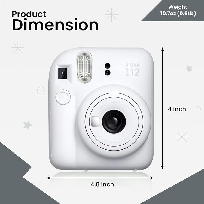 Fujifilm Instant Mini 12 Camera + Accessory Bundle & Custom Case + Fuji Instant