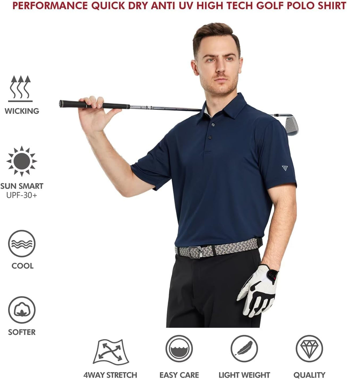 Skiennix Men's Golf Shirt - Moisture-Wicking Dry Fit Performance Polo | Short & Long Sleeve Options