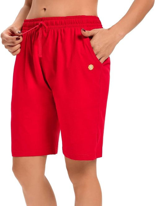 LUCKYCATCUS Women's Bermuda Shorts - Comfortable Jersey Athletic Shorts with Pockets | Knee-Length Design