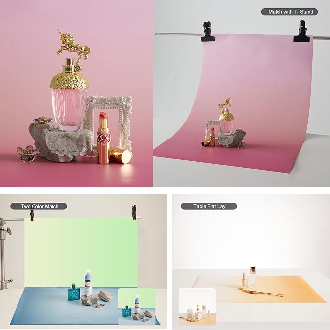BEIYANG 6PCS 12Patterns Photography Background Gradient Color Papers, Food
