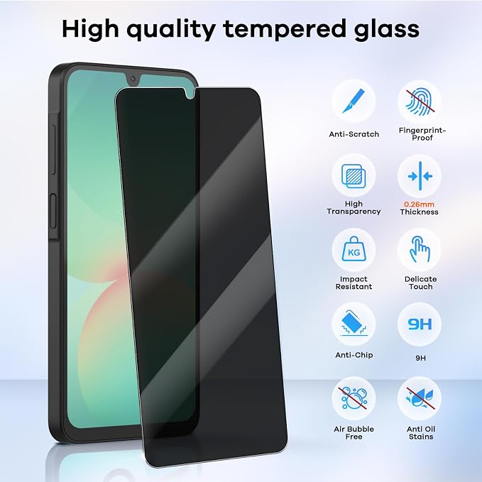 3+3 Pack for Samsung Galaxy A26 5G Privacy Screen Protector & Phone Camera Lens