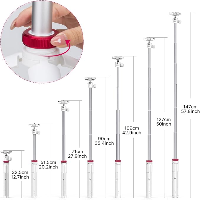 ULANZI MT-44 Extendable Phone Tripod, 360° Ball Head Camera Tripod