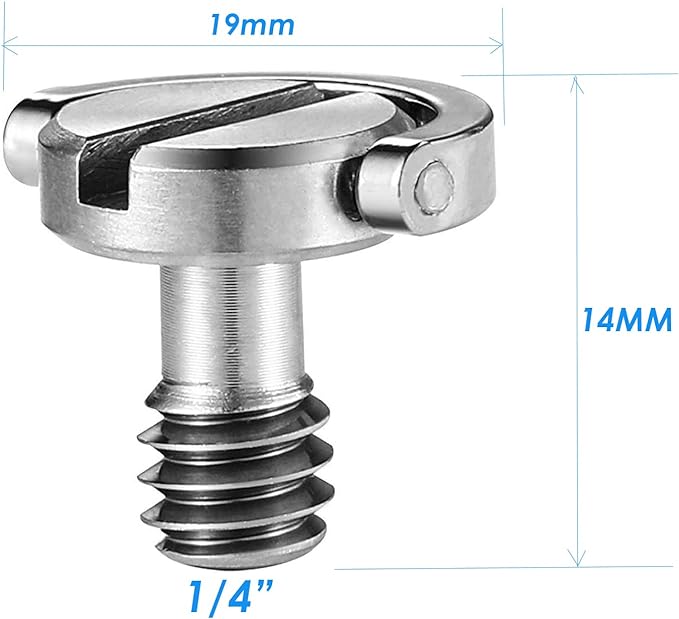 Stainless Steel D Shaft D-Ring 1/4" Tripod Screw, Mounting Screw Adapter