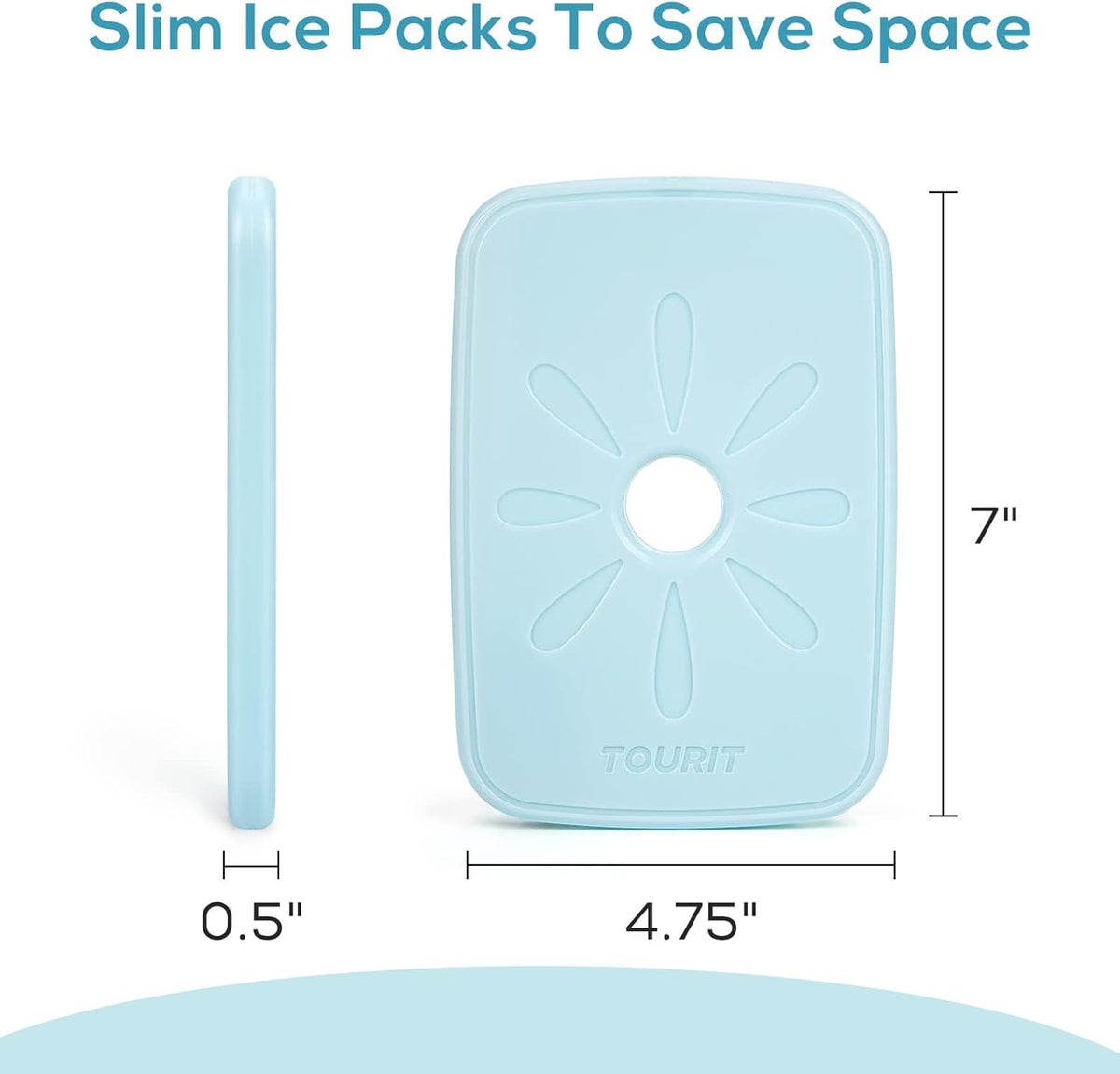 TOURIT Ice Packs - Reusable Slim Cooler Packs for Lunch Boxes, Bags & Coolers | Long Lasting & Durable