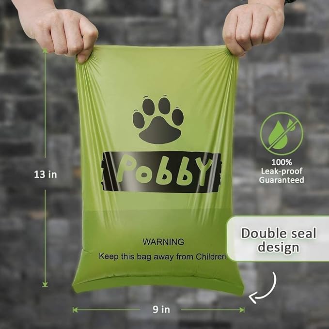 Poop Bags for Dogs, 225 Count Dog Bags for Poop, Unscented 15 Refill Rolls, 9" X 13" Thick Doggy Bag by PobbY
