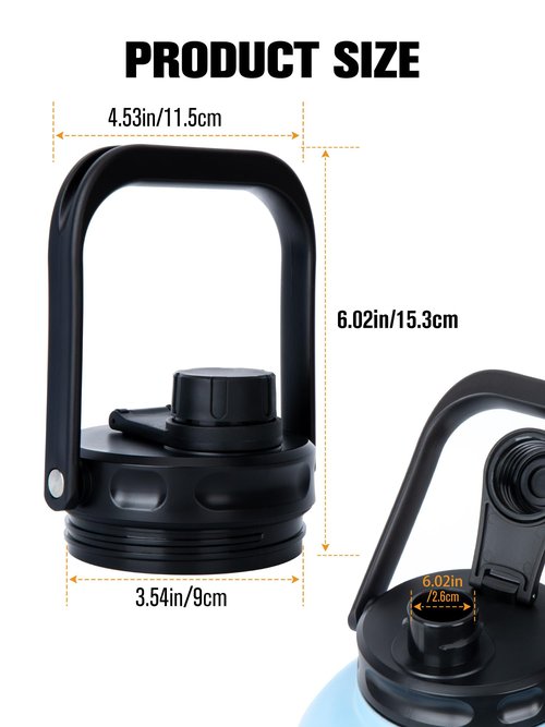 Jug Lid for RTIC - Improved Replacement Lid for 1 Gallon & Half Gallon Jugs, BPA Free, Leak-Proof, Enhanced Spout & Grip, Thickened Steel Handle & Better Gasket, Sport Bottle Accessories