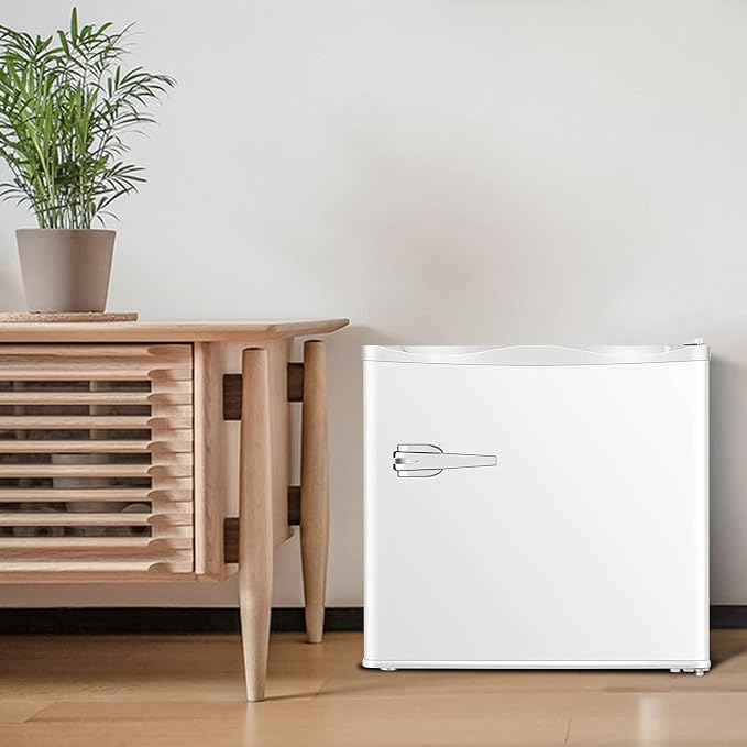 Antarctic Star 1.2 Cu.Ft Mini Upright Freezer, Compact Refrigerator with Adjustable Thermostat & Removable Shelves, Freestanding Small Freezer for Home Kitchen Office Garage, White
