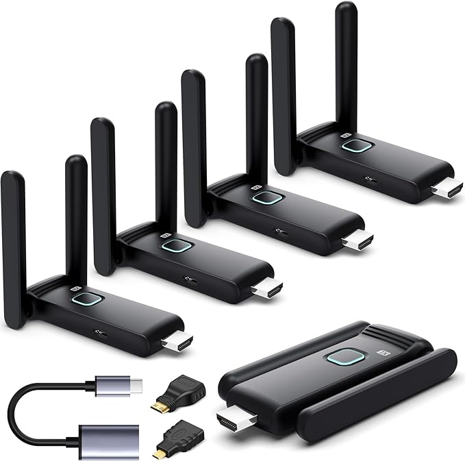 Wireless HDMI 4 Receivers and Transmitter, No Hot, Extender Plug and Play
