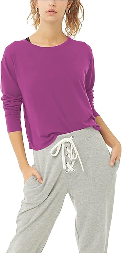 Bestisun Long Sleeve Workout Shirts Yoga Dance Tops Open Back Athletic Clothes for Women