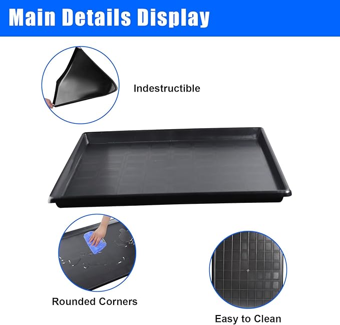 4 Pack Car Oil Drip Pan, 23.6 x 19.68 x 1.6 in Oil Change Drain Pan, Plastic Oil Drip Tray for Under Car, Oil Catch Pan Tray for Garage, Fridges, Washing Machines, Cat Litter Box Bottom