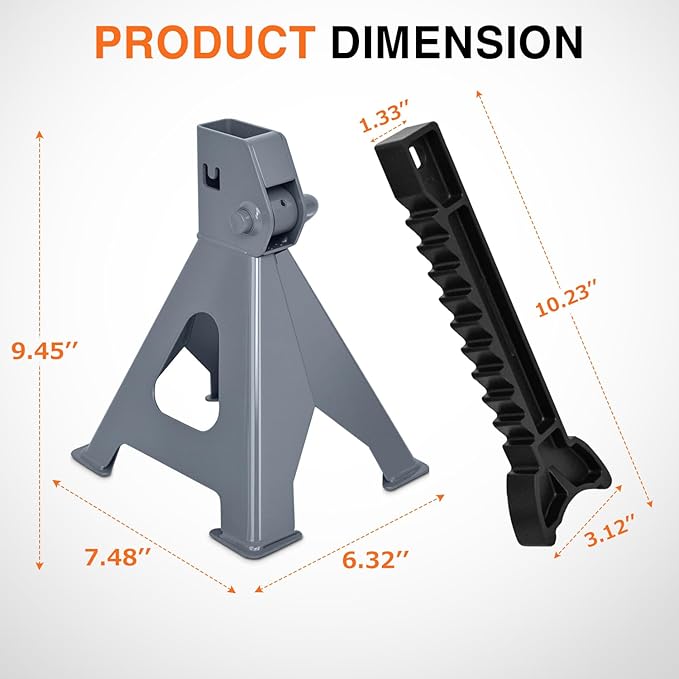 Nilight Jack Stands, 2 Ton (4,400 lbs) Capacity Heavy Duty Steel Car Lifting Stand, Adjustable Height 10.6" to 16.2", 1 Pair