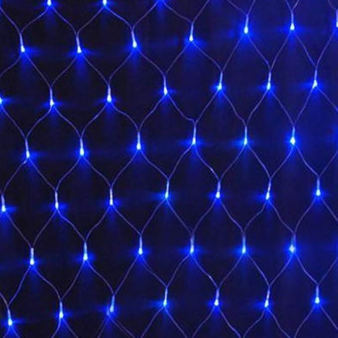 LED Net Mesh String Fairy Lights 204 LEDs, 6.56 Ft x 9.84 Ft,8 Modes, Blue Outdoor Transparency String Lights Waterproof Christmas Decorative Lights for Christmas Tree, Holiday, Party