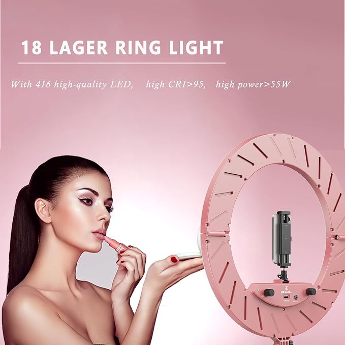 18 Inch Ring Light Kit, 55W6700k Dimmable LED Light, Tripod Stand, Remote