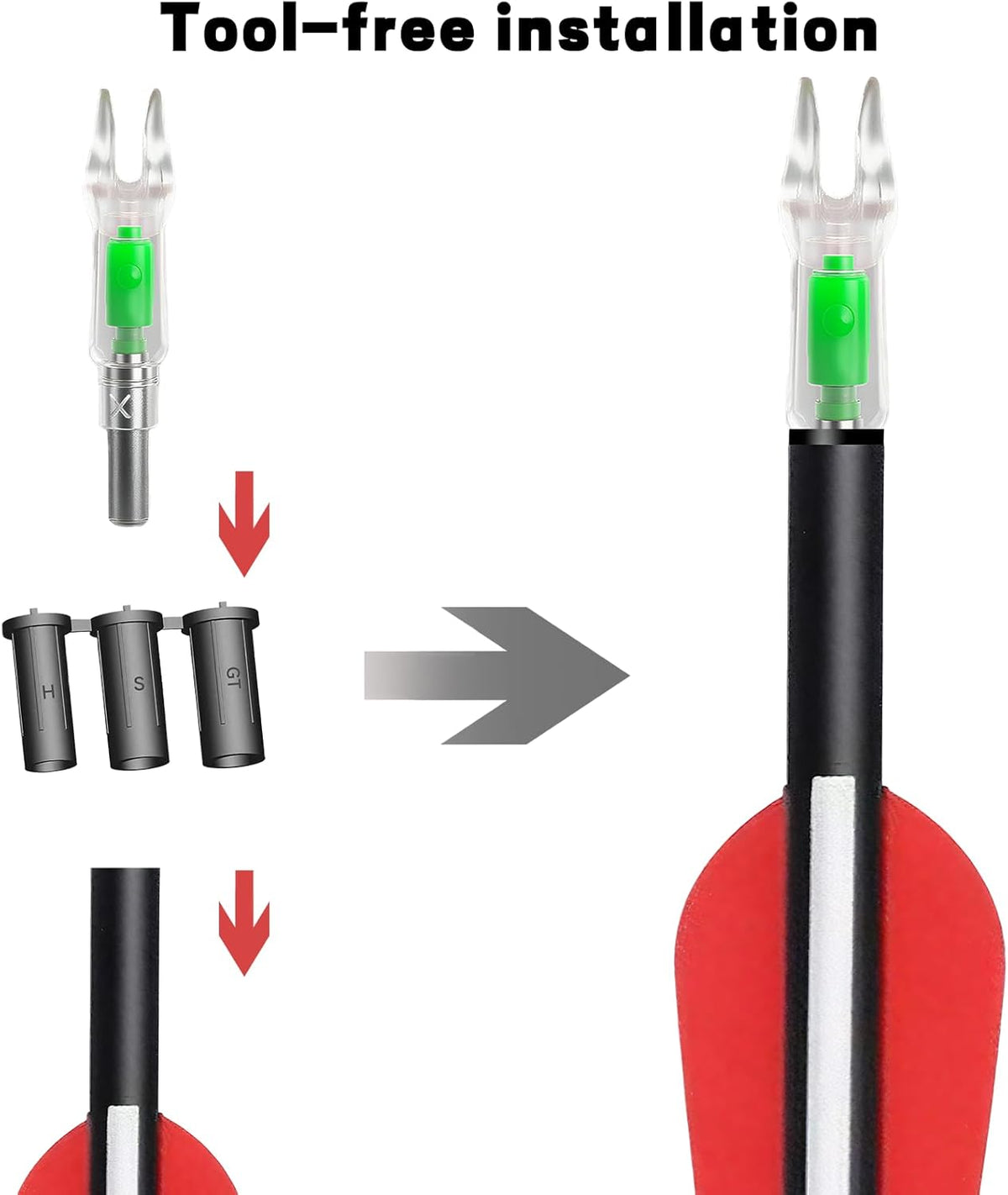 Skiennix Lighted Nocks for Arrows - Compatible with H, S, GT Bushings | Sizes .165, .233, .244, .246