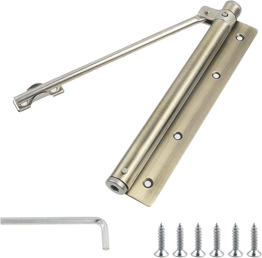 Geesatis 1Pcs Safety Spring Door Closer, Stainless Steel Adjustable Automatic Door Closer,Right or Left Wing Door(Cyan)
