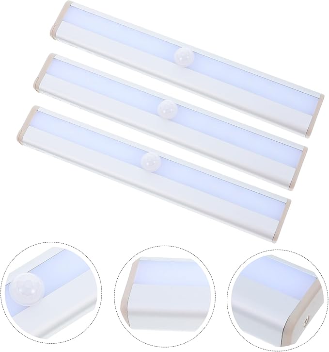 Angoily 3pcs Wireless Motion Sensor Led Cold White Cabinet Light Smart Sensor Closet Lights Under Cabinet Lighting Energy Saving