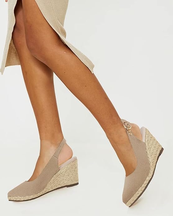 Juliet Holy Womens Wedge Sandals Espadrilles Closed Toe Slingback Buckle Strap Comfortable Casual Summer Wedges Shoes