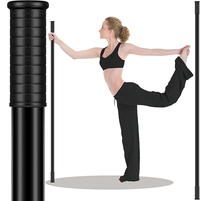 5ft Yoga Stick from Natural Bamboo with Non-Slip Handle-Stretching Stick for Mobility, Flexibility,Exercise,Workout, Physical Therapy,Pilates,Balance Fitness-Access Online Video Guide Without Any Info
