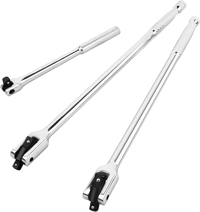 MAXPOWER 3Pcs Breaker Bar Set, Included 15 inch and 18 inch Breaker Bar with Dual Drive 1/2" and 3/8", 1/2" drive Short Bar 10"