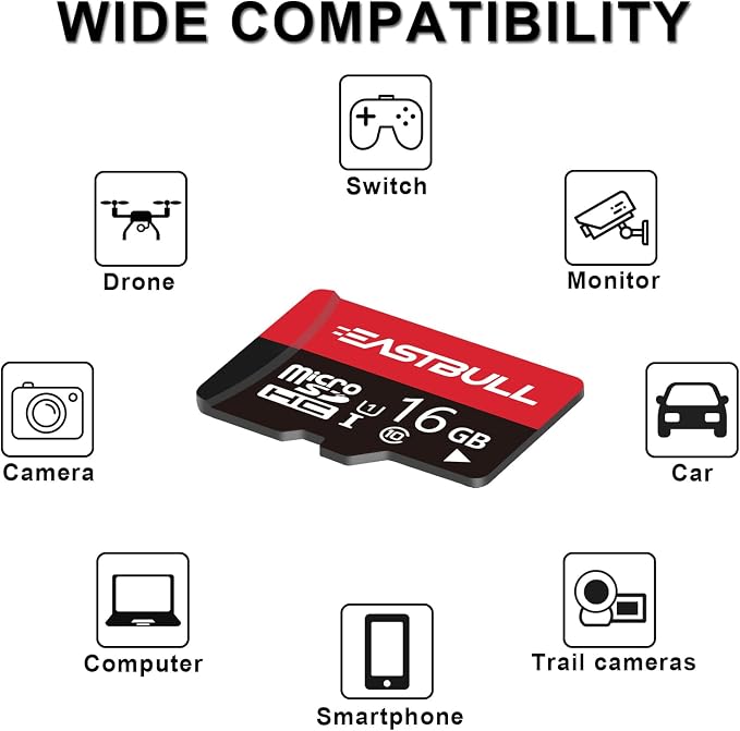 EASTBULL 16GB 10-Pack of Micro SD Cards, SD Memory Cards 16GB SD Cards Pack