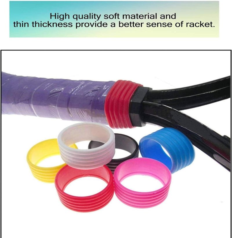 YSSZAM 5Pcs Black Tennis Racket Handle Rubber Ring Stretchy Tennis Racquet Band Overgrips, Tennis Racket Grips