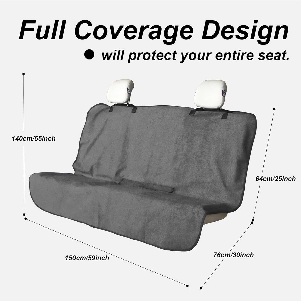Sweat Towel Car Seat Cover Protector Front Seats for Gym Workout, Running, Swimming, Beach and Hiking, Waterproof Universal Seat Cover for Car, Trucks, Van & SUV (1, Pure Grey, Rear Seat)