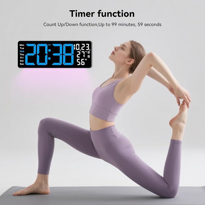 Digital Wall Clock Large Display, 17.3" Digital Clock