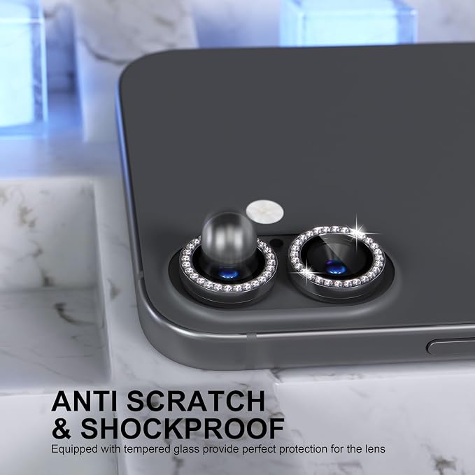 Choiche Compatible for iPhone 16 /iPhone 16 Plus Camera Lens Protector Bling