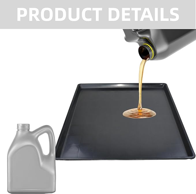 3 Pack Oil Change Drain Pan, 22.8'' x 19.29'' Drip Tray Oil Drip Pan for Mini Fridges Air Conditioners Machinery, Black Plastic Oil Drain Pans for Changing Oil